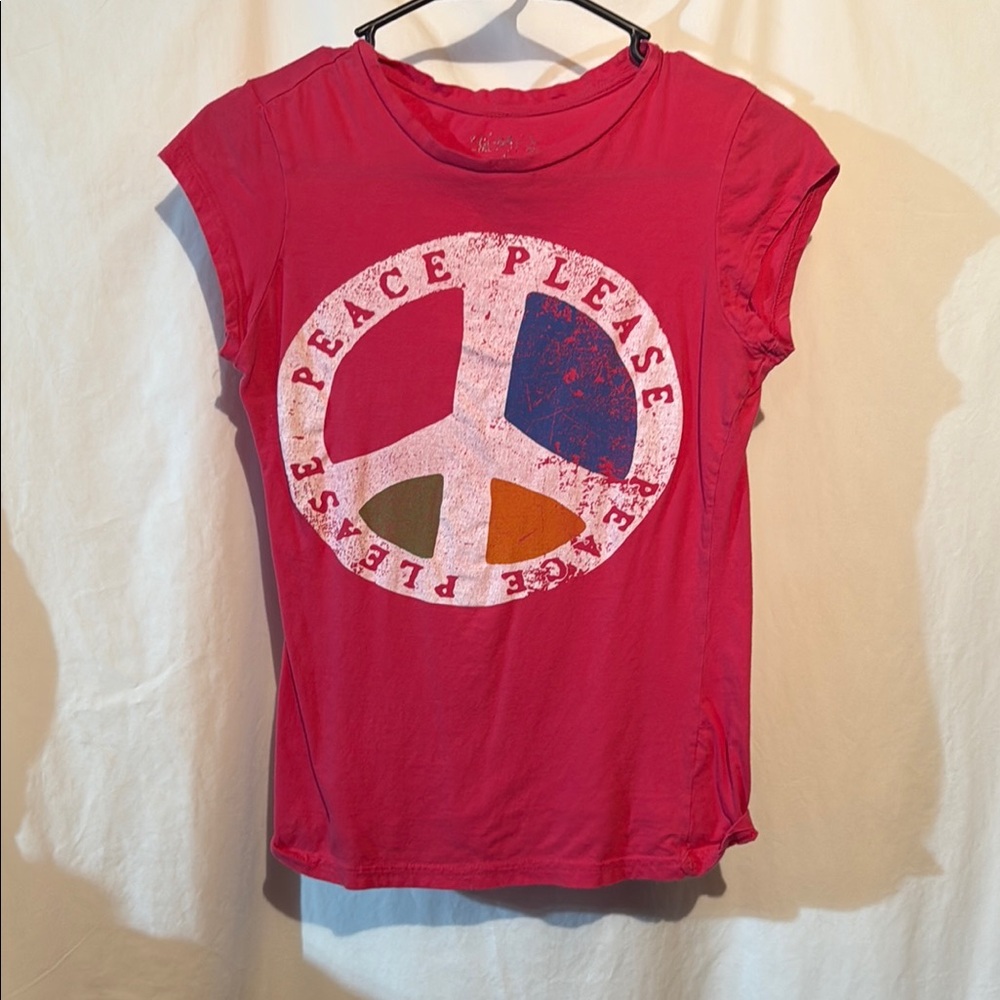 Women's Pink Peace Sign Short Sleeve Tee